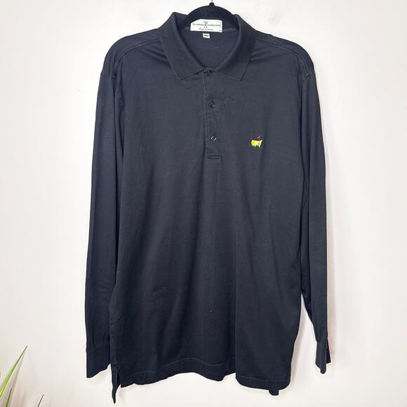 Fairway & Greene Large The Masters Long Sleeve Black Cotton‎ 3-Button Polo Shirt - Picture 1 of 10
